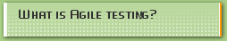 What is Agile testing?